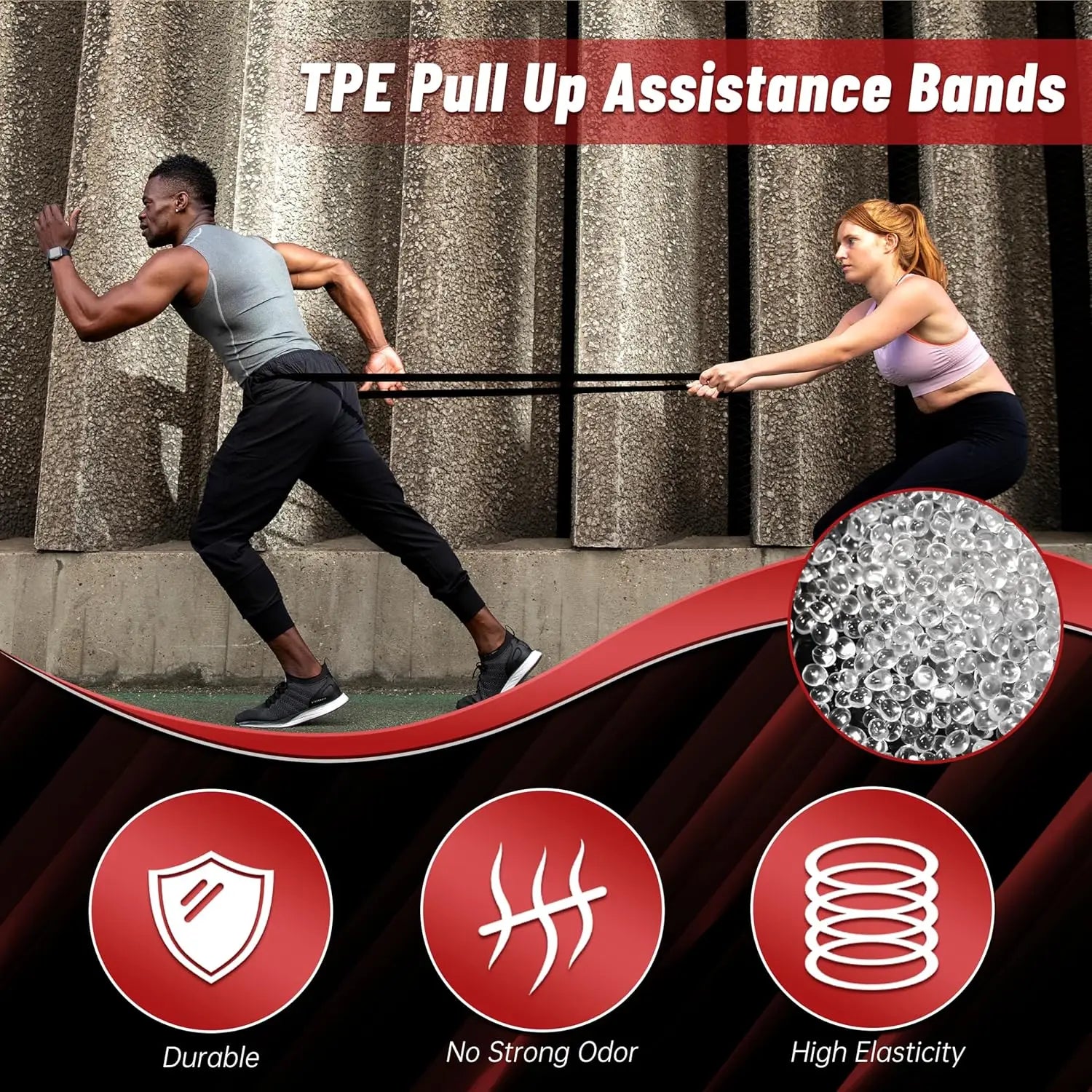 5-Level Pull up Assistance Bands for Men Women, Full-Body Training, Physical Therapy & Home Gym, Stretch