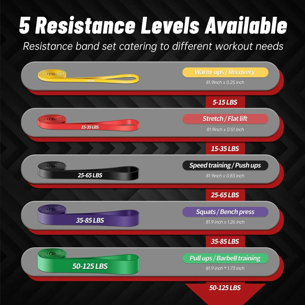 5-Level Pull up Assistance Bands for Men Women, Full-Body Training, Physical Therapy & Home Gym, Stretch